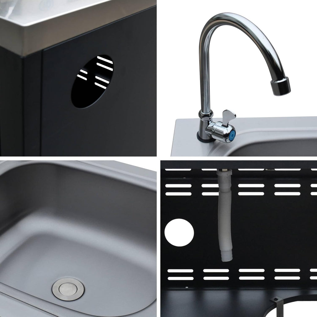 sweeek - Meuble de Cuisine extérieure en Acier avec évier L80cm