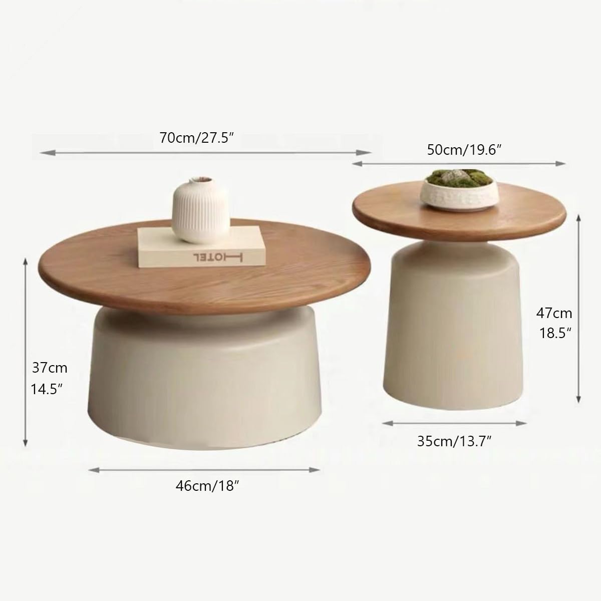 Table Basse Ronde Bois Massif, Table Basse Ronde Salon Moderne, Style Crémeux, Socle en Acier Au Carbone pour Maison Salon Bureau Ferme-Facile À Assembler(Black)