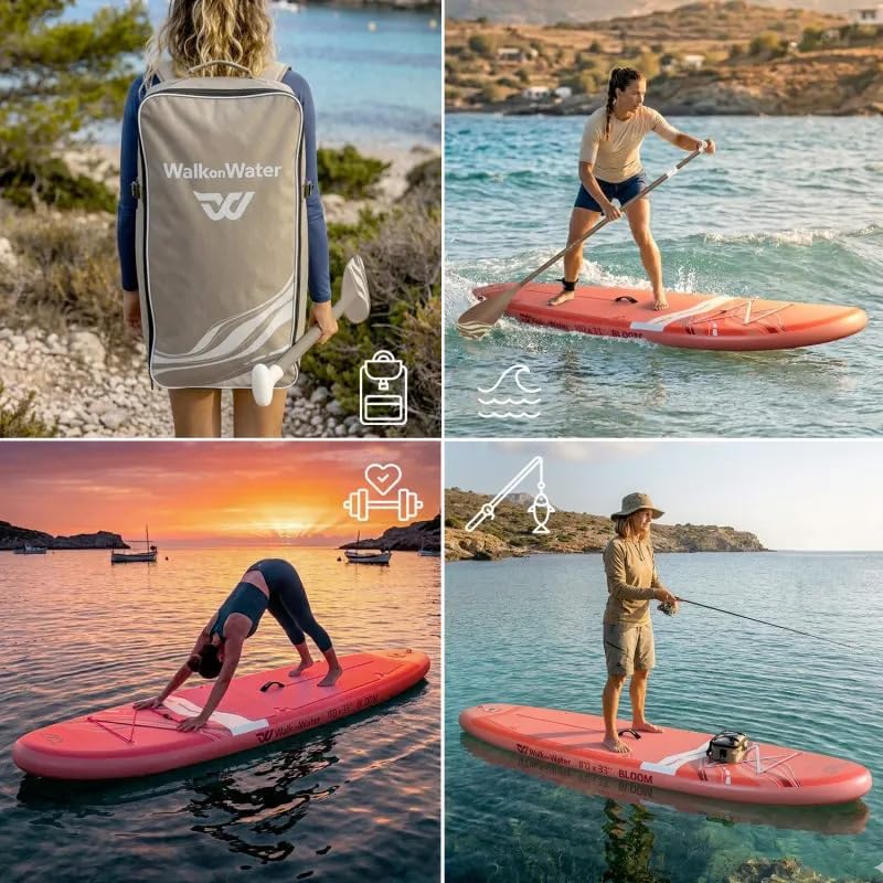 WOW Bloom 11.0 Sup Gonflable Paddle 335 cm x 84 cm – Stand Up Paddle Stable 2–3 Personnes, Pack Complet avec Pagaie 2en1 Kayak, Drop Stitch Renforcé, Charge 170 kg, Débutant à Intermédiaire