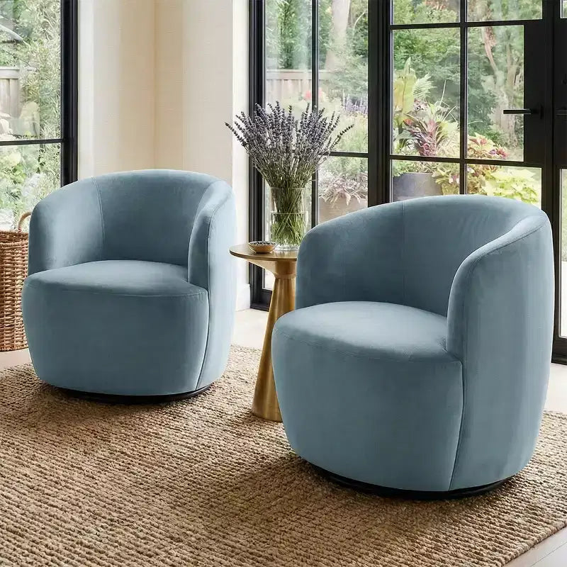 Fauteuil d'appoint pivotant moderne en velours, Fauteuil barillet rembourré avec rotation à 360°, Fauteuil de salon pour le séjour et le coin lecture - Panipeachy