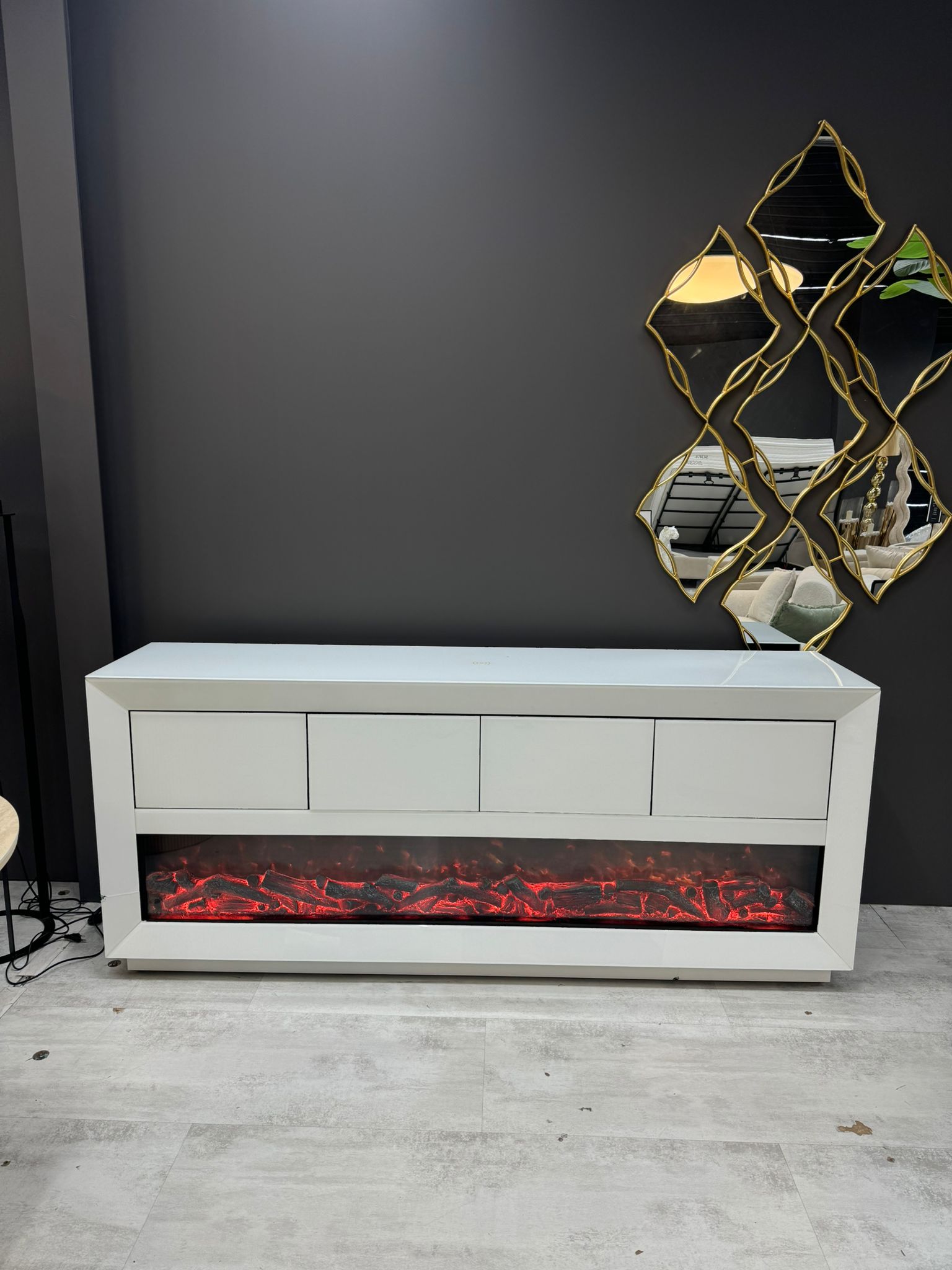 Cheminée Électrique Connectée 200 cm – Bluetooth Intégré – Design Contemporain