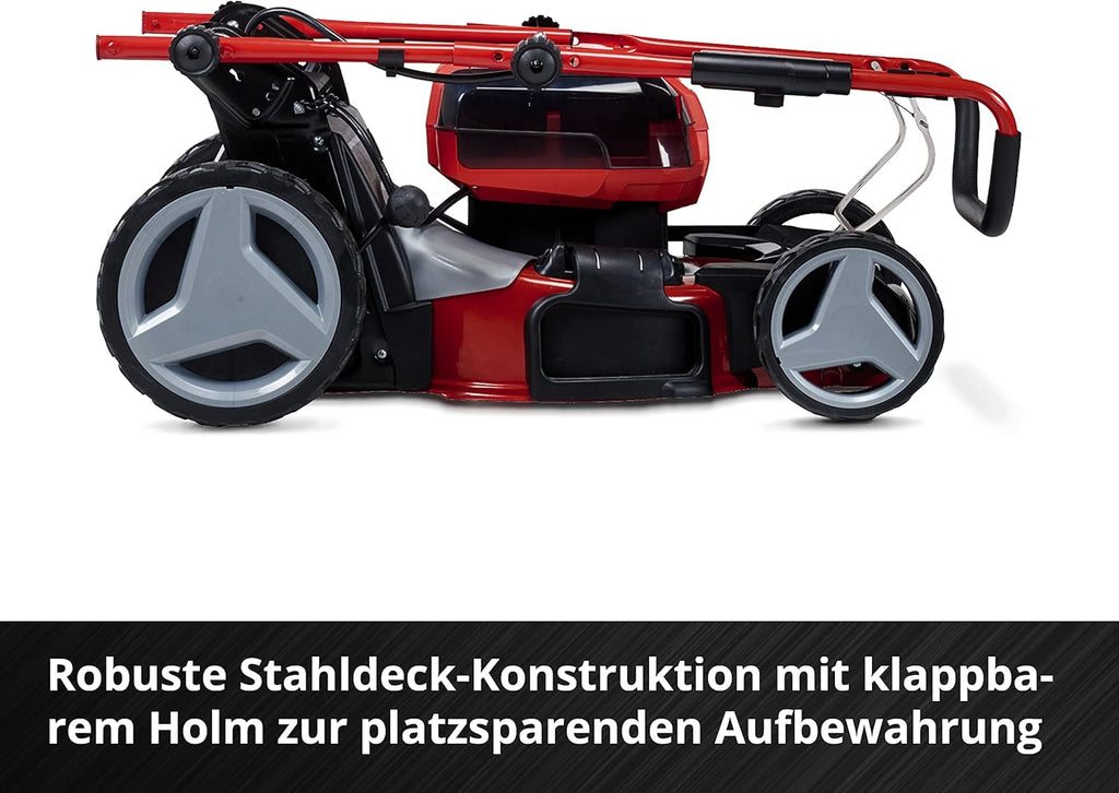 Einhell Professional Tondeuse à gazon sans fil GP-CM 36/47 S HW Li Power X-Change (36V, 47 cm largeur de coupe, autotractée, moteur sans charbon) Livré avec 4 Batteries 4,0Ah et 2 Chargeurs Doubles