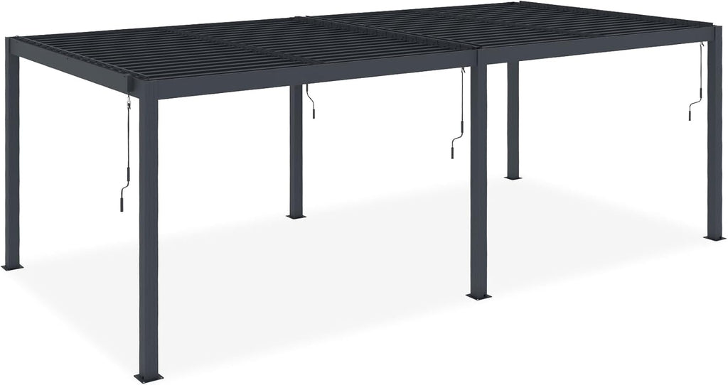 CAZEBOO Pergola Bioclimatique 6x3m Autoportée Santa – Aluminium Gris Lames Orientables en Acier – Tonnelle de Jardin Abri Terrasse – Résistante Vent 55 km/h – Protection Soleil Pluie – Montage Facile