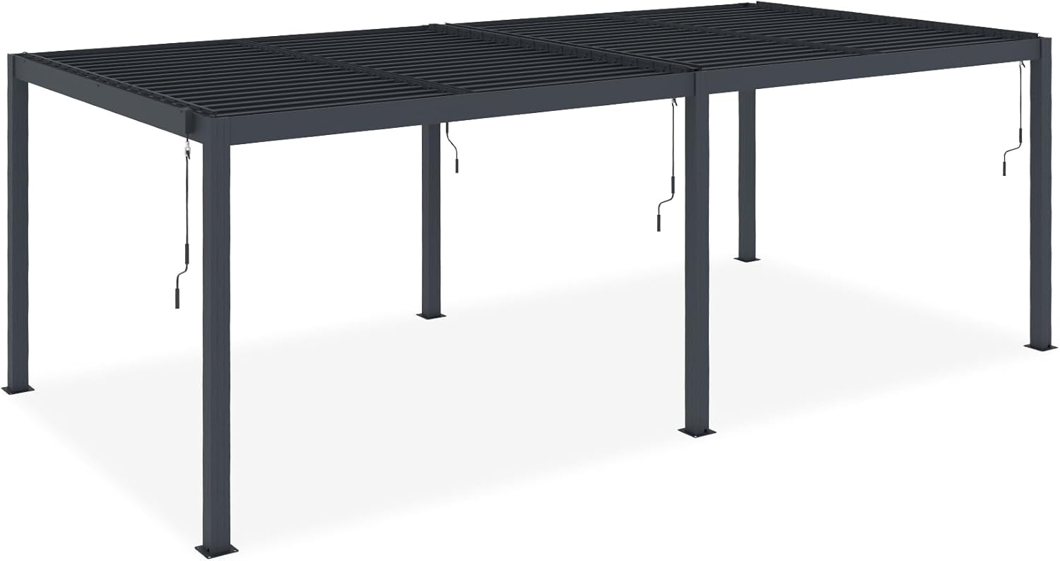 CAZEBOO Pergola Bioclimatique 6x3m Autoportée Santa – Aluminium Gris Lames Orientables en Acier – Tonnelle de Jardin Abri Terrasse – Résistante Vent 55 km/h – Protection Soleil Pluie – Montage Facile