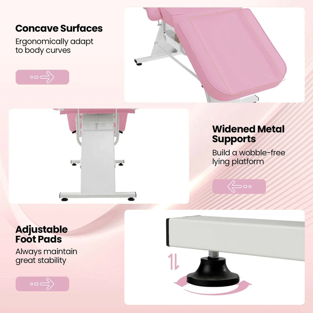 Costway Lit de massage 72" avec tabouret hydraulique et dossier réglable