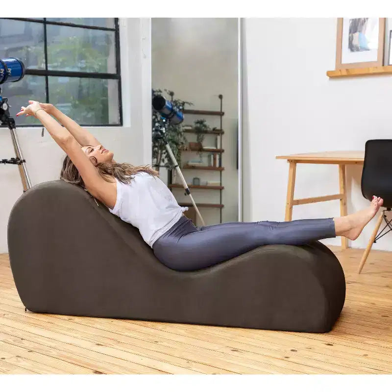 Avana Sleek Chaise Lounge for Yoga - Made in The USA - Great for Stretching, Relaxation, Exercise & More, 60D x 18W x 26H Inch, Light Grey