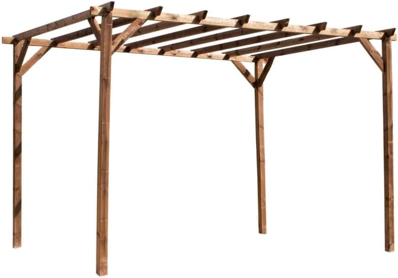 Tonnelle en Bois Magdalie 4x3 m - Pin sylvestre traité Autoclave, Structure Solide 4 poteaux 9x9 cm - Idéale terrasse, Jardin et Espace ombragé