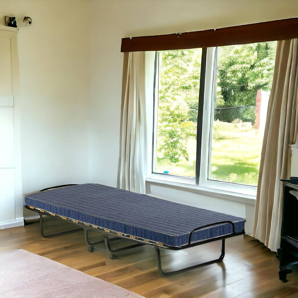 Dmora Lit pliant avec sommier à lattes et matelas, mesure 190x80x30 cm