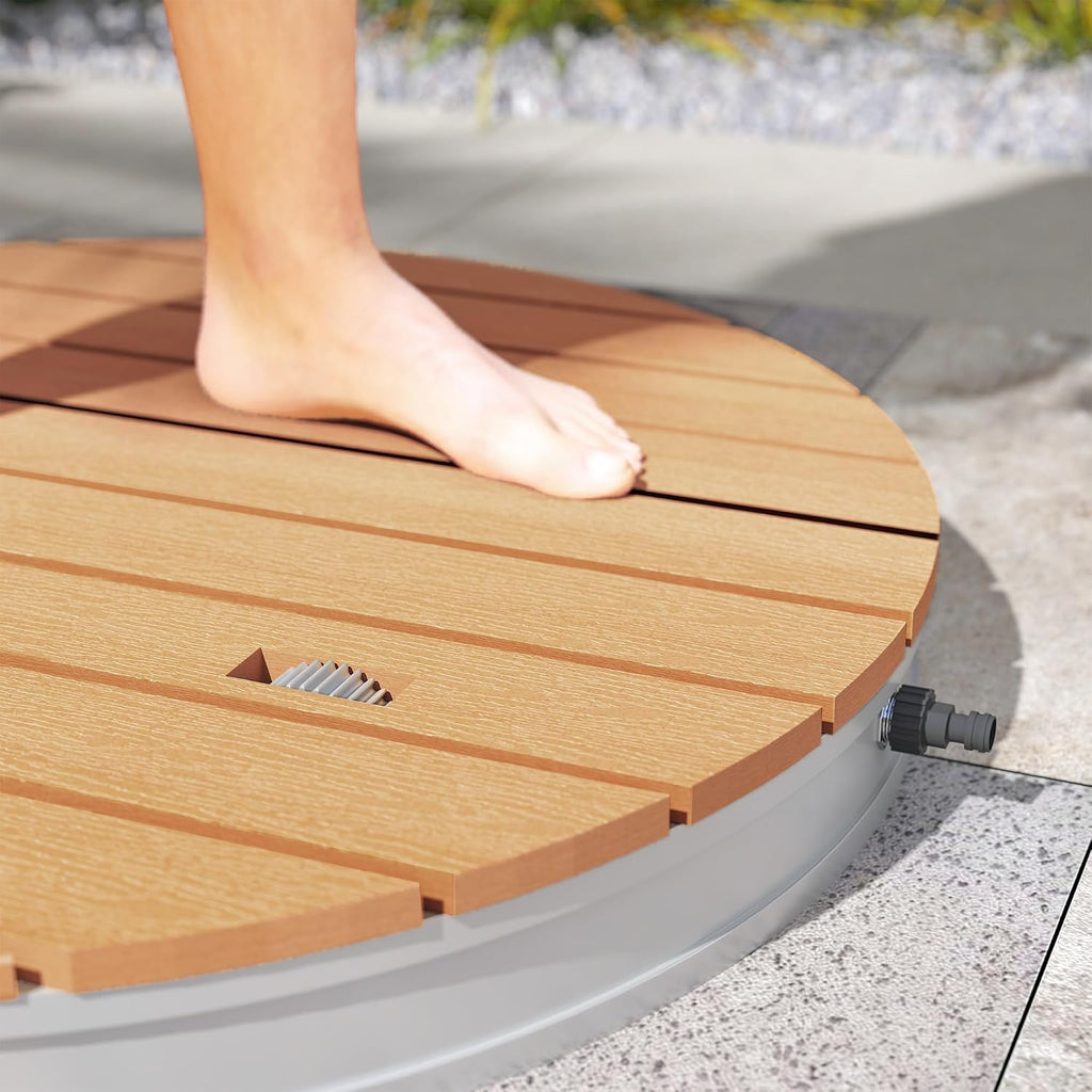 Outsunny Douche de Jardin extérieure Portable, Douche de Camping Hauteur de Fontaine réglable jusqu'à 4 m, Structure en Aluminium, résistante aux UV et au Gel pour Piscine, Plage et Spa. Ø 70,5 cm