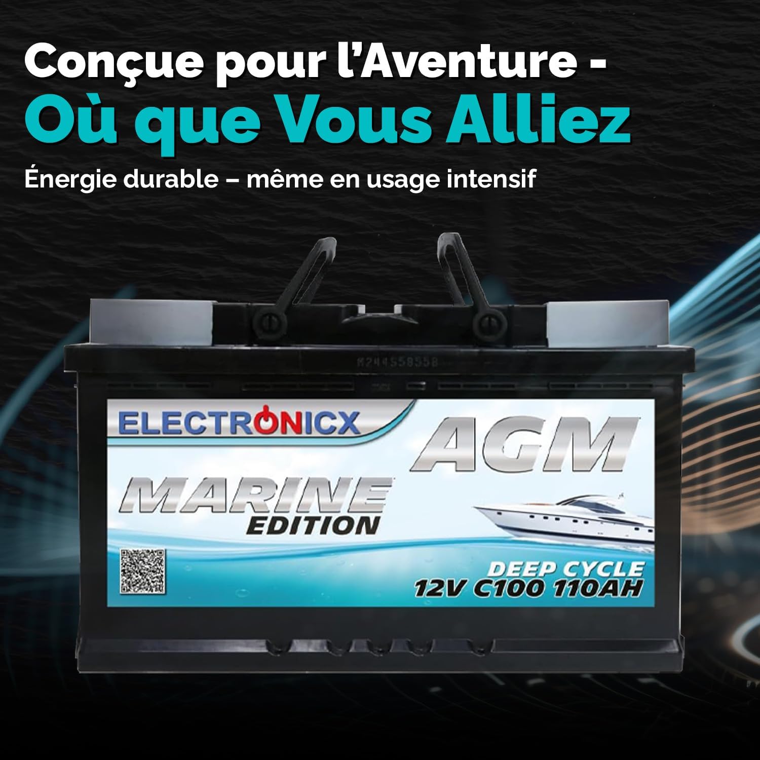 Batterie AGM 100Ah 12V Décharge Profonde Sans Entretien Étanche – Accumulateur Idéal pour Panneaux Solaires, Camping-Car, Voiture, Bateau, Fourgon Aménagé, Systèmes Photovoltaïques, Énergie Solaire,
