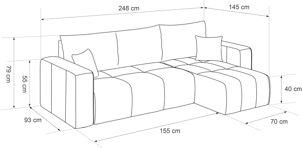 Canapé d'angle Convertible 145x248 à Gauche ou à Droite - Canapé 3 Places Convertible Beige avec Espace de Rangement
