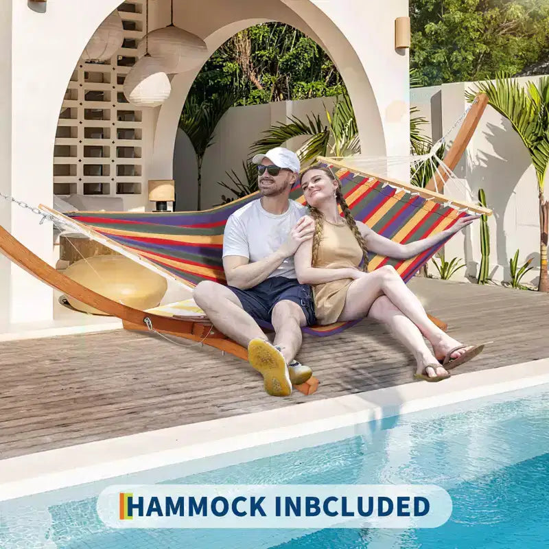 Hammock Stand, Heavy Duty Wood Outdoor Weatherproof Universal Stand - 475 Lbs Curved for Patio, Backyard, Indoor