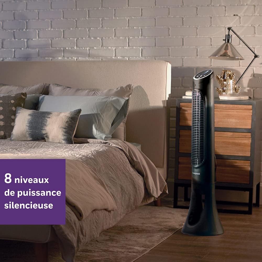 Honeywell HYF290E4 Ventilateur Tour QuietSet Puissant et Ultra Silencieux-avec télécommande-HYF290E, Noir
