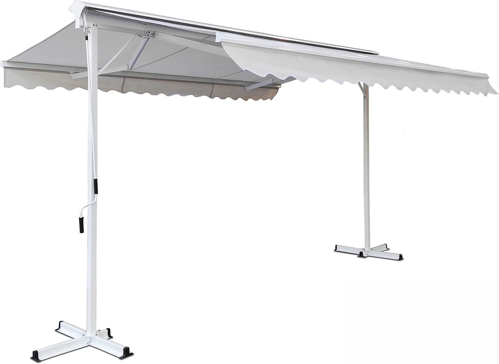 Oviala Store Double Pente avec Coffre 3 x 4 m en Aluminium écru