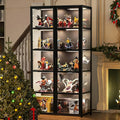 Vitrine avec porte en verre acrylique, vitrine curio à 5 niveaux pour objets de collection, double ouverture noire(Noir)