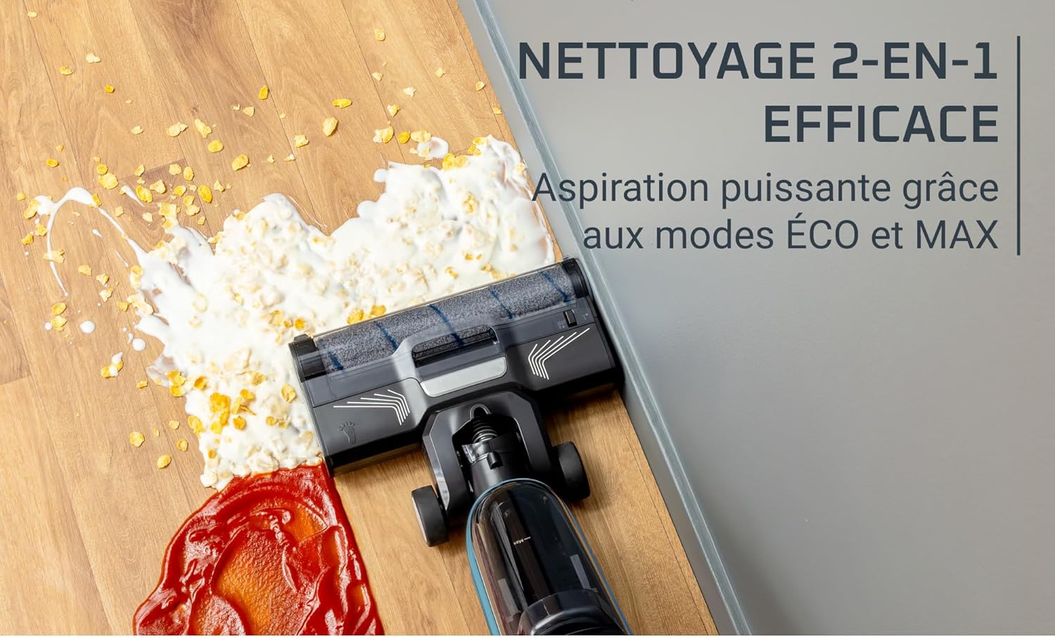 Rowenta X-Clean2, Aspirateur Laveur sans Fil, Nettoyage 2-en-1, Modes ECO/Max, Léger, Nettoyage Le Long des Murs, Auto-Nettoyage, GZ2271E0, Bleu