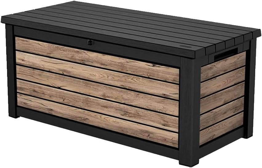 Keter Coffre de rangement jardin 630L - Collection Signature - Aspect bois Douglas