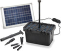 Esotec 100901 Kit complet de filtre solaire professionnel débit 650 l h avec panneau solaire de 12 W fonction de Jeu d'eau décoratif et pompe solaire pour les bassins de jardin allant jusqu'à 2000 l