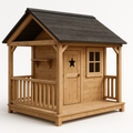Maison de jeu enfants bois massif 150x120x160 cm naturel/noir
