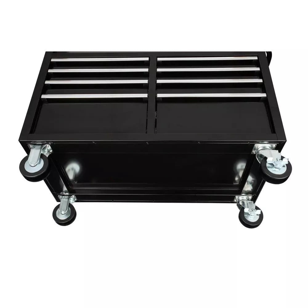 Coffre à outils mobile 9 tiroirs - Noir brillant - Dimensions : 117 cm (L) x 61 cm (P)