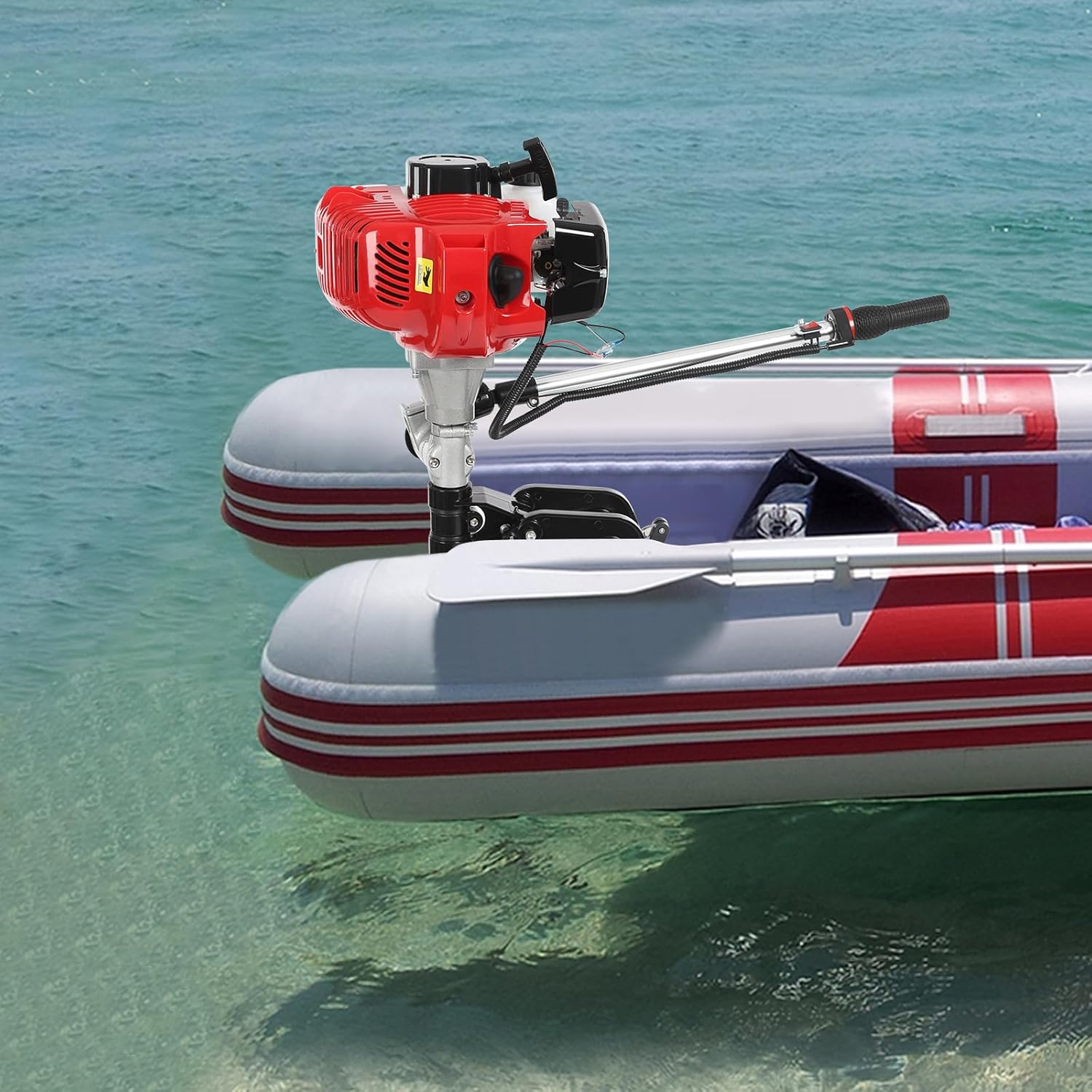 Moteur hors-bord, 4 temps 6 ch, moteur pour bateau à essence, 63 cm³. Refroidi par air. Moteur hors-bord pour bateaux gonflables, bateaux de pêche, kayaks de pêche