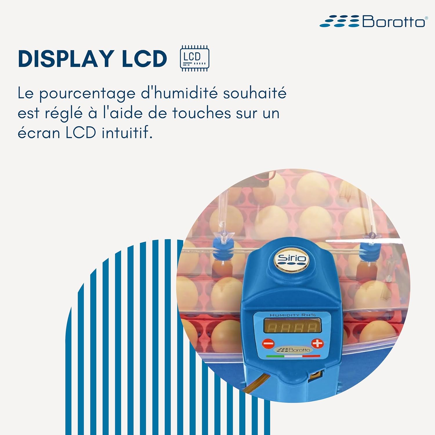 Borotto Sirio | Humidificateur Hygromètre Professionnel Breveté et Automatique avec Évaporation Dynamique, Compatible avec Toutes les Couveuse Oeuf | Made in Italy