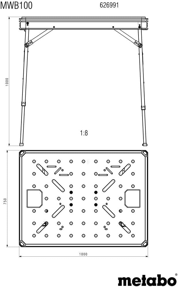 Metabo MWB 100 626991000 Table Multifonction avec Pieds réglables en Hauteur