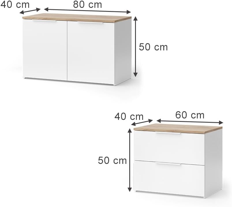 Vicco Meuble-paroi Wido, Blanc/Sonoma, 3 pièces