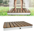 UISEBRT Douche de jardin en WPC et aluminium - Douche au sol mobile Douche solaire Douche de camping - Hauteur de jet réglable jusqu'à 4m - pour piscine Jardin Terrasse (Rectangulaire - Brun)