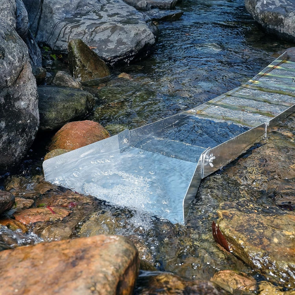 VEVOR Kit d'Orpaillage Portable 23 Pièces Rampe d'Orpaillage 127 cm en Aluminium Résistant avec Bâtée Tamis Pipettes Pelle et Sac de Transport Sluice pour Mineur Prospecteur d’Or Jardin Rivières