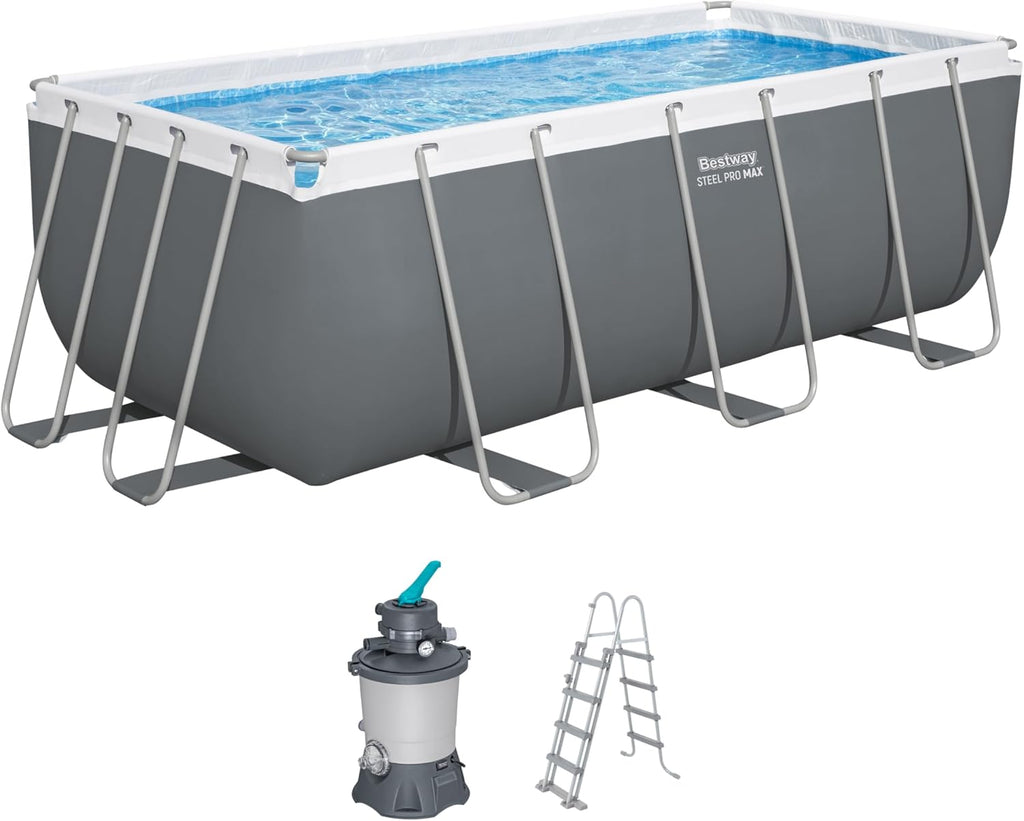 Bestway Steel Pro Max Kit Piscine Hors Sol - 412 cm x 201 cm x 122 cm - Gris foncé