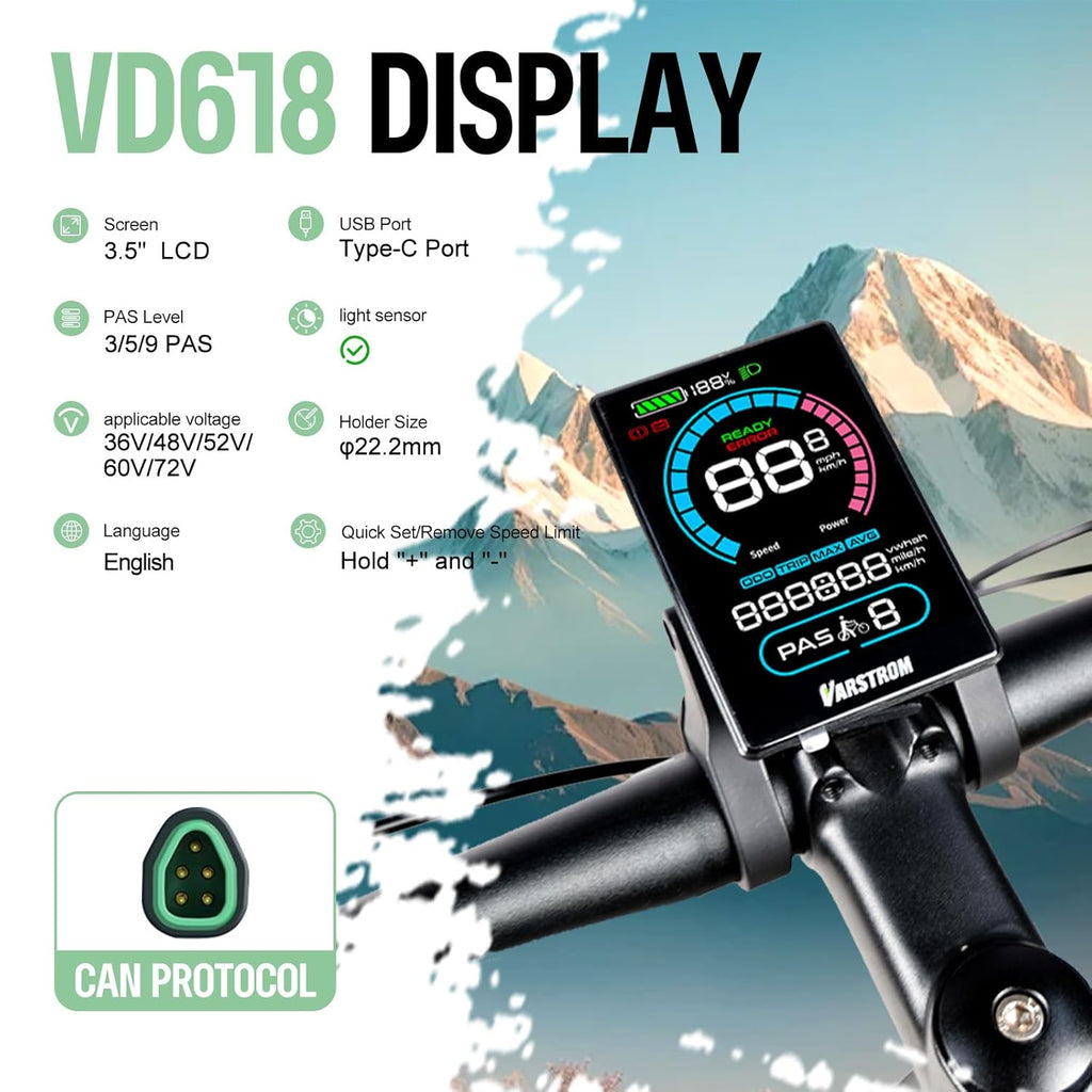 BAFANG 500W 36V BBS02B Kit de Conversion pour Vélo Électrique avec 20Ah Batterie et VD618 Afficheur, Moteur Central G340 pour Vélos de Montagne avec Boîtier de Pédalier BB68mm