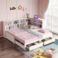 Lit Gigogne 90x190 cm + 180x190 cm - Lit en Bois avec Rangement et Prise Intégrée, Structure Pin et MDF, Matelas Non Inclus - Blanc