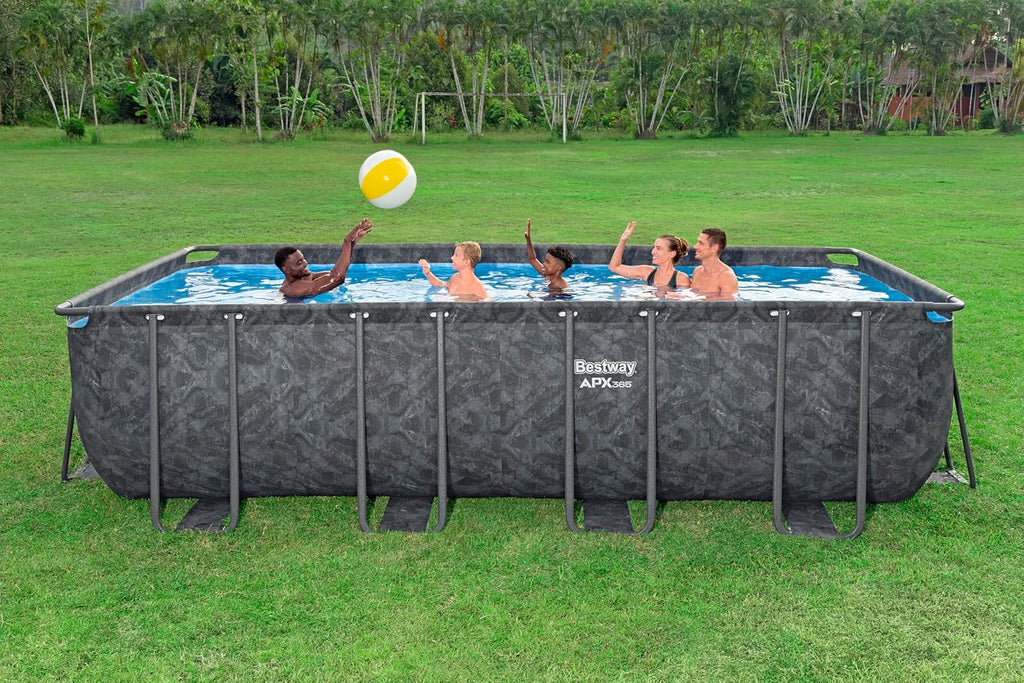 Bestway Kit Piscine Hors Sol rectangulaire APX 365-549 cm x 274 cm x 132 cm - Gris foncé