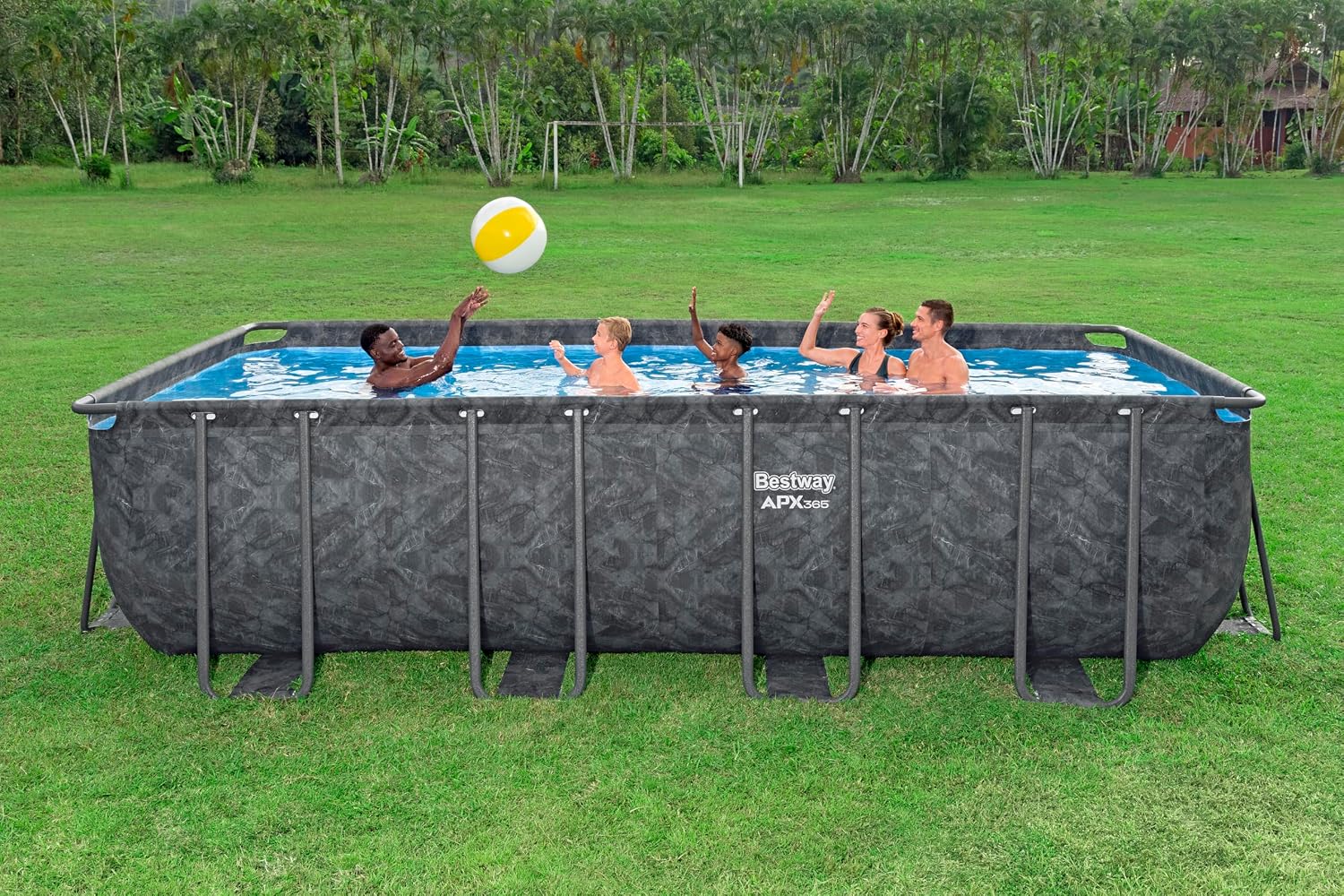 Bestway Kit Piscine Hors Sol rectangulaire APX 365-549 cm x 274 cm x 132 cm - Gris foncé