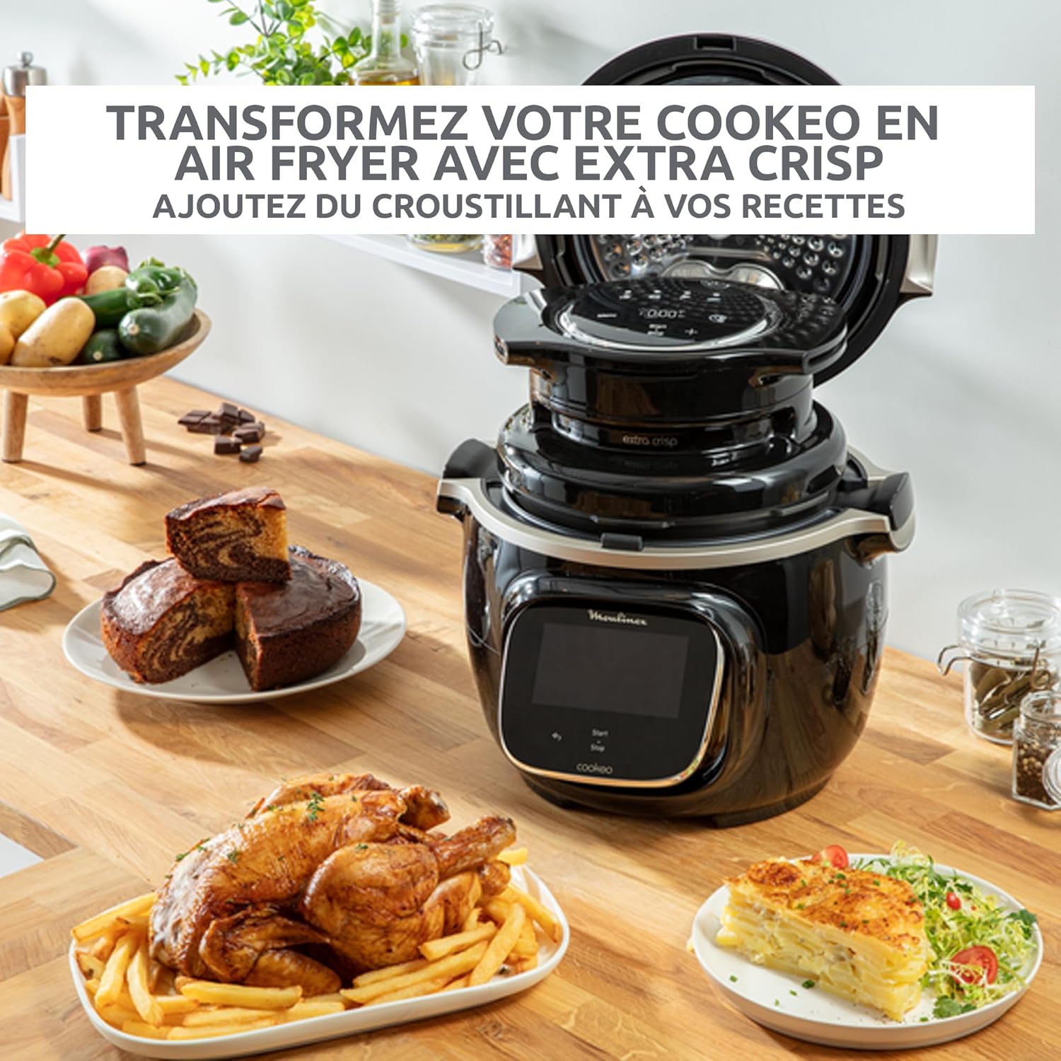 Cookeo Touch Wifi Multicuiseur intelligent, Cuve 6 L, Haute pression, Guide pas à pas, 250 recettes intégrées, Application CE902800, Noir