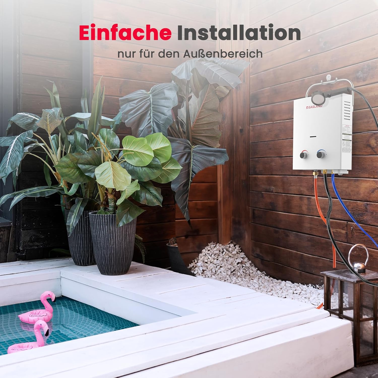 AS132 Chauffe-eau instantané au gaz 5 l - 50 mbar - Chauffe-eau GPL - Pour camping-car, camping, douche, lavage de cheval