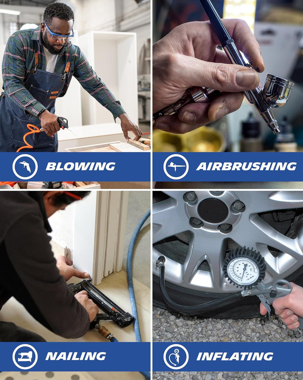 MICHELIN Compresseur d'Air Mobile Silencieux MX 10/1, Compresseur d'Air Sans Huile, Pression Maximale 8 Bar, Puissance 1 CV, Réservoir 10 litres, Niveau Sonore 58 dB LpA
