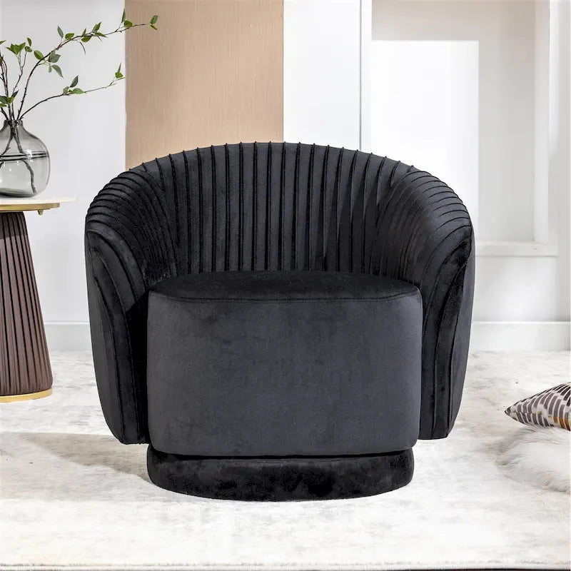 Petit fauteuil pivotant rond en velours Milvo