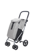 Carlett Chariot de Courses 4 Roues Pliable, Sac Amovible Grande Capacité 53L / 15kg et Sac Isotherme 10L, Poignée Réglable, Frein de Sécurité, Convertible en 2 Roues, Classic Duo, Blanc