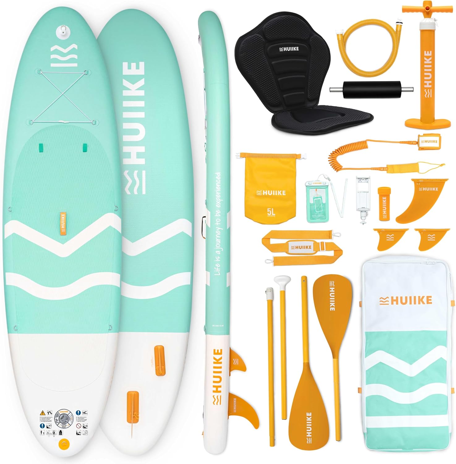 HUIIKE Paddle Gonflable Adulte avec Accessoires Inclus, Pagaie, Ailerons, Pompe. Planche de Stand Up Paddle Grande Stabilité et Résistance. 305 x 84 x 15 cm, Jusqu'à 130 kg