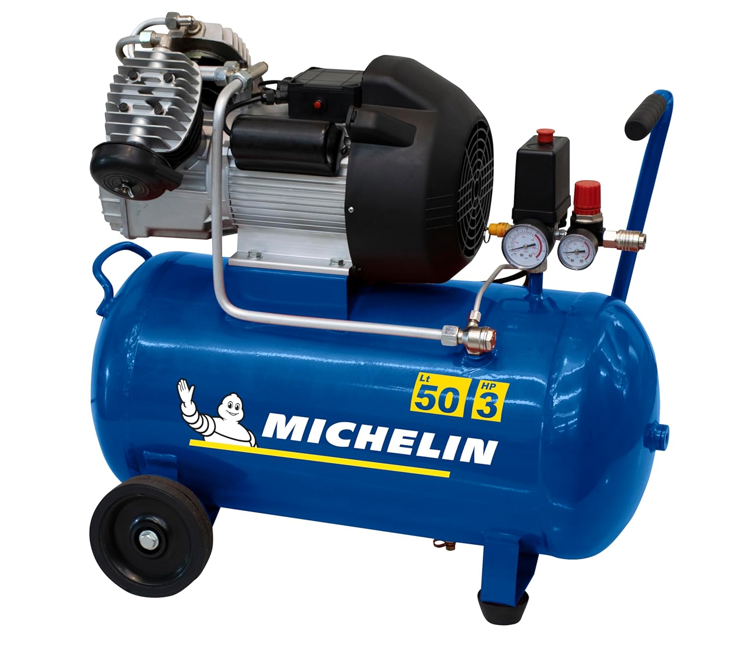 MICHELIN Compresseur d'Air Portatif MB3650 - Cuve 50 Litres - Moteur 3 cv - Pression Maximale 10 bar - Débit d'Air 360 l/min - 21.6 m³/h