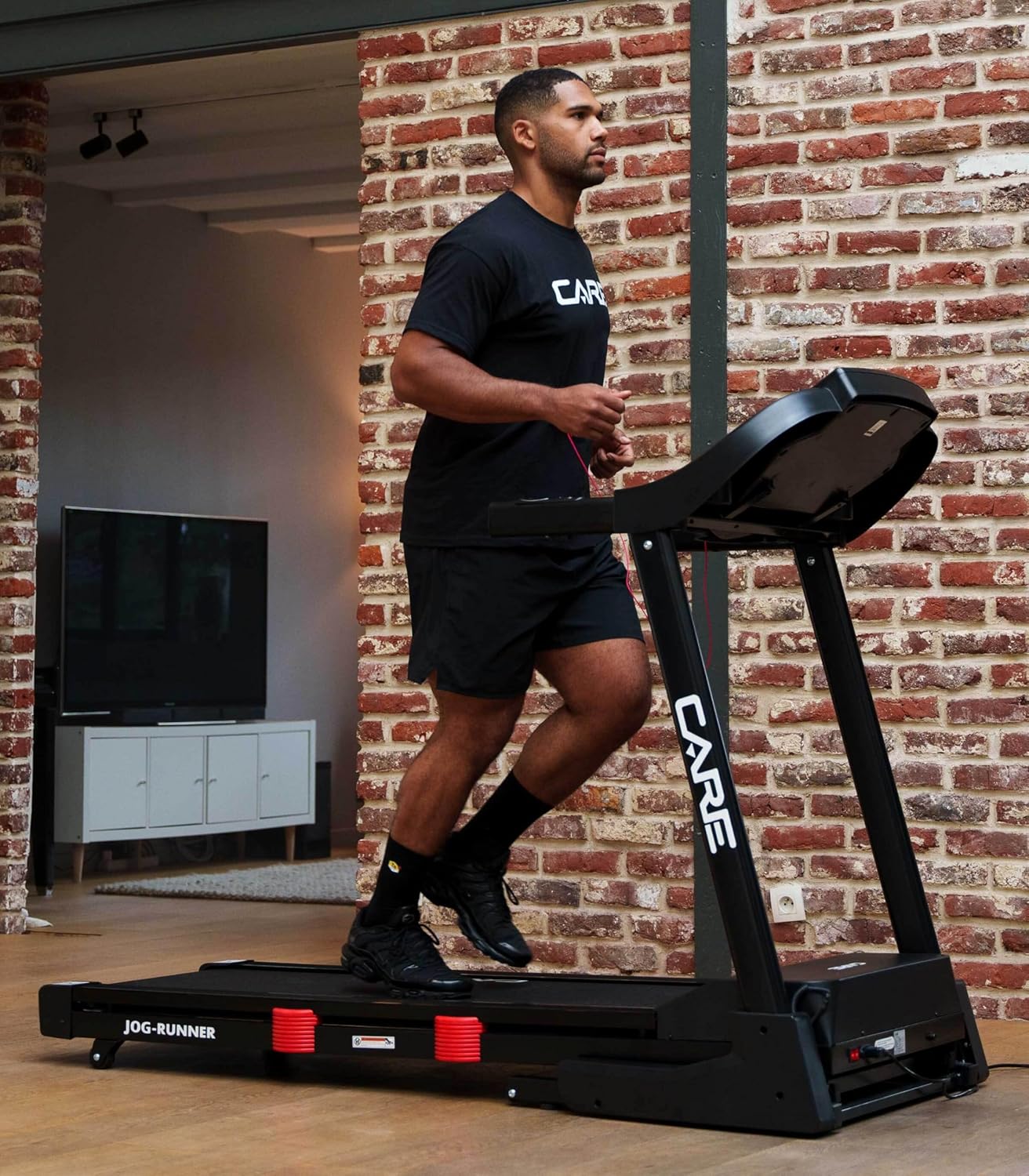 - Tapis de Course Connecté Jog Runner - Tapis de Marche Électrique Inclinable et Pliable - Jusqu'à 18km/h - 18 Niveaux d'Inclinaison - 25 Programmes