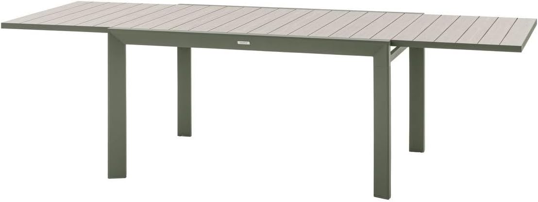Hespéride - Table de Jardin Extensible Evasion Beige - 10 Places - Aluminium Antirouille Aluminium Effet Bois - Rallonge Coulissante