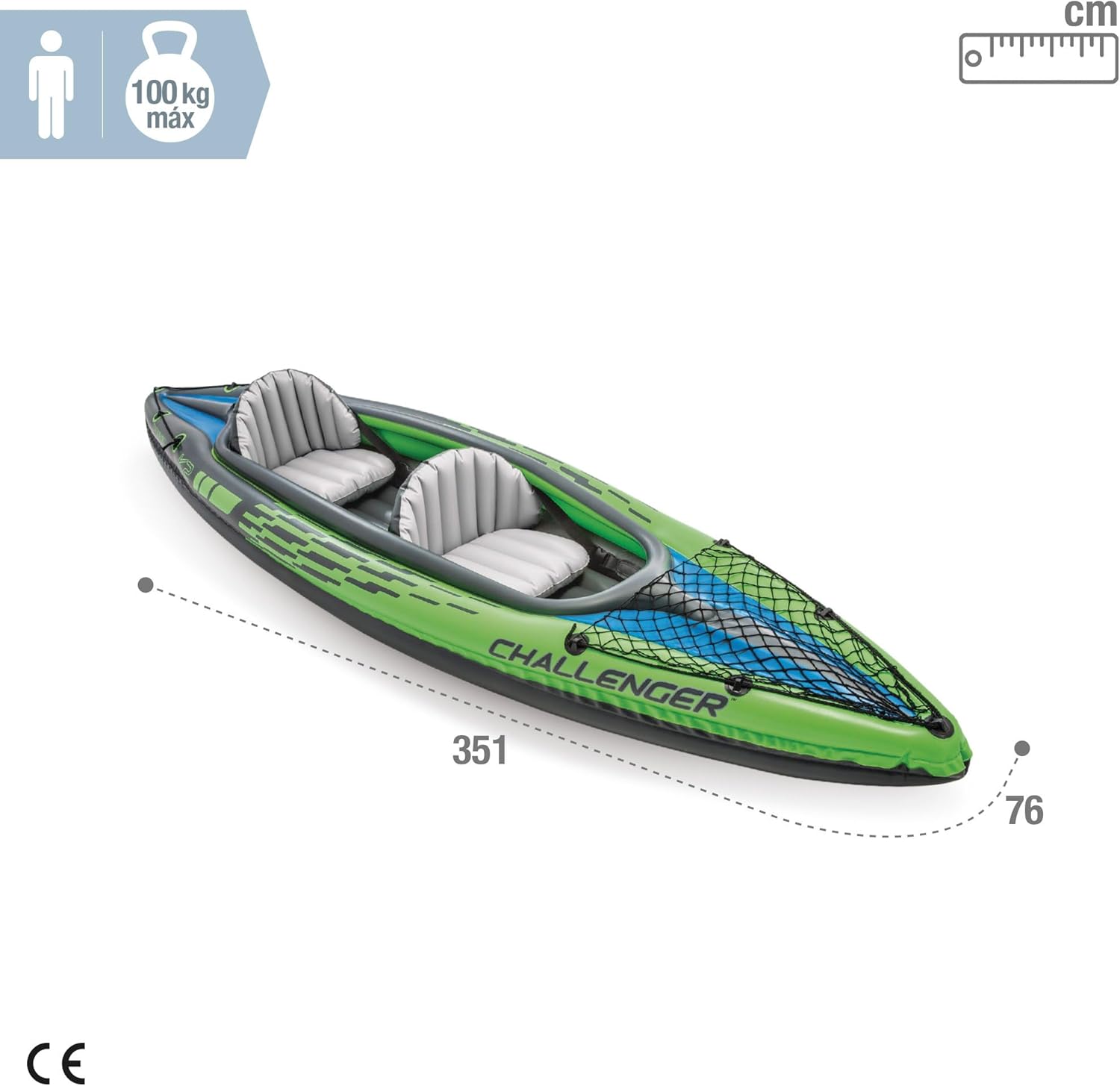 Intex Challenger K2 Bateau gonflable – Kayak gonflable – 351 x 76 x 38 cm – 3 pièces