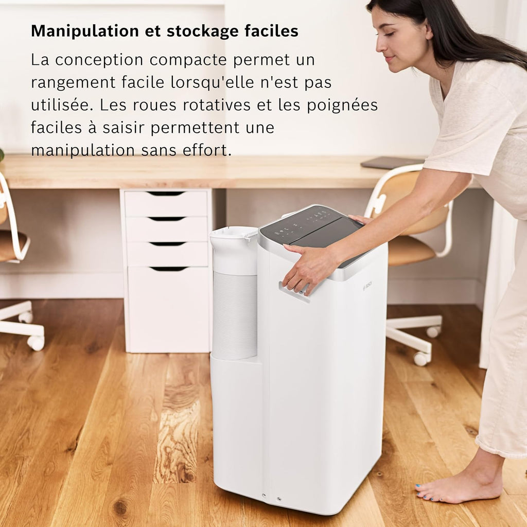 Bosch Cool 4000 Portable AC - 3 en 1 Climatiseur, Déshumidificateur, Ventilateur - 2,6 kW pour les pièces jusqu'à 35m² - Avec Mode Auto, Mode Silencieux et Mode Veille (48 db (A)) [Classe A+]