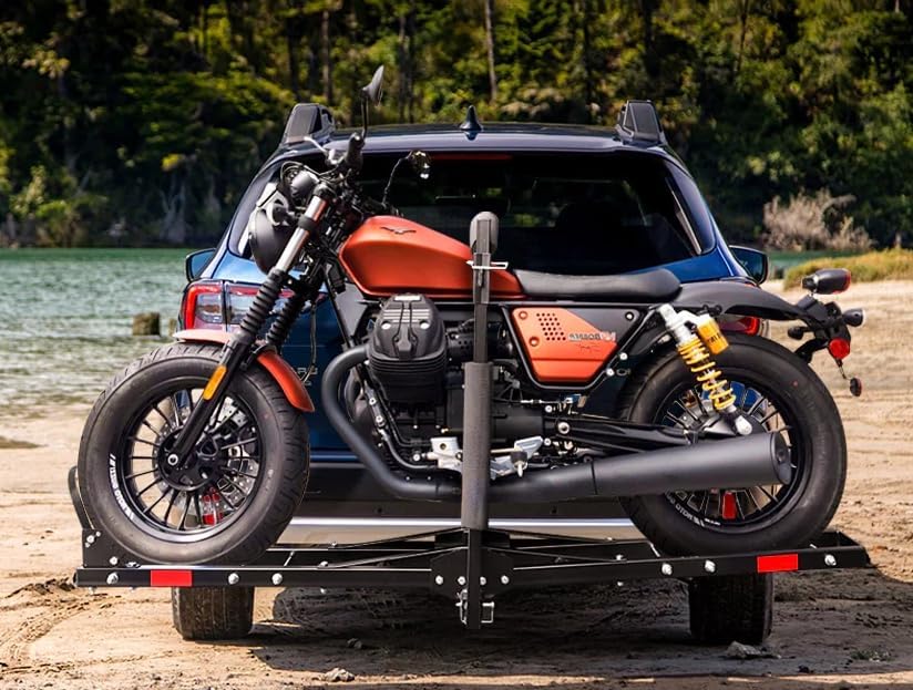 Porte Moto Attelage Scooter avec Rampe de Chargement 227kg + Adaptateur 2'' 83x56mm