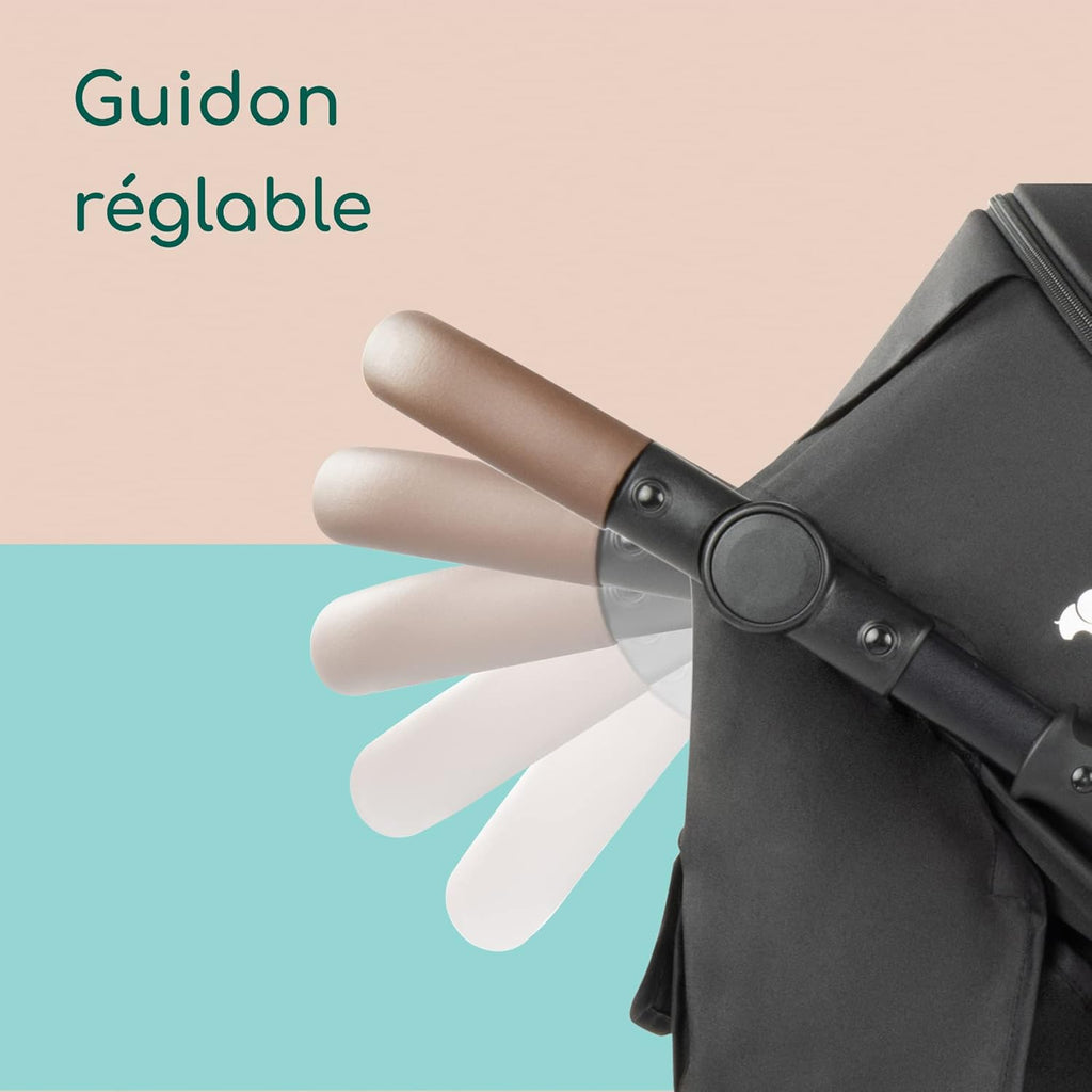 Bebeconfort Ingenious, Poussette canne compacte, Poussette confort avec position allongée , De la naissance à 4 ans env., Jusqu'à 22 kg, Major Black