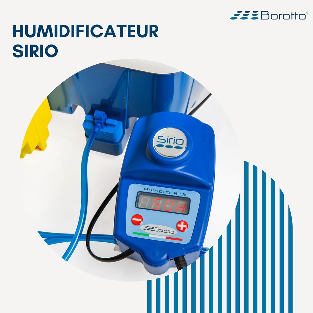 Borotto Sirio | Humidificateur Hygromètre Professionnel Breveté et Automatique avec Évaporation Dynamique, Compatible avec Toutes les Couveuse Oeuf | Made in Italy
