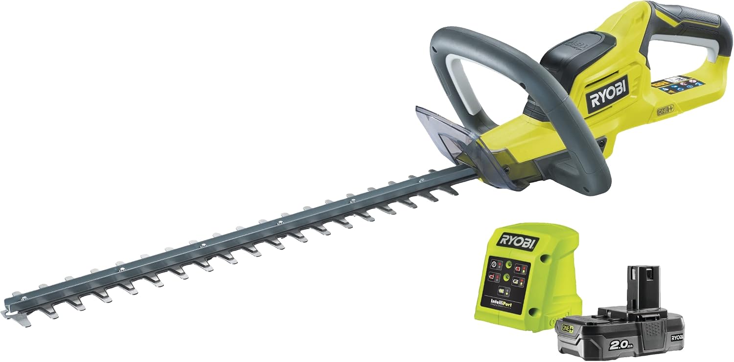 RYOBI - Taille-Haies sans Fil 18V One+ RHT184520 – Lame 45 cm, Capacité 18 mm, Batterie 2.0Ah et Chargeur Inclus – Léger, Maniable, Idéal Haies Moyennes